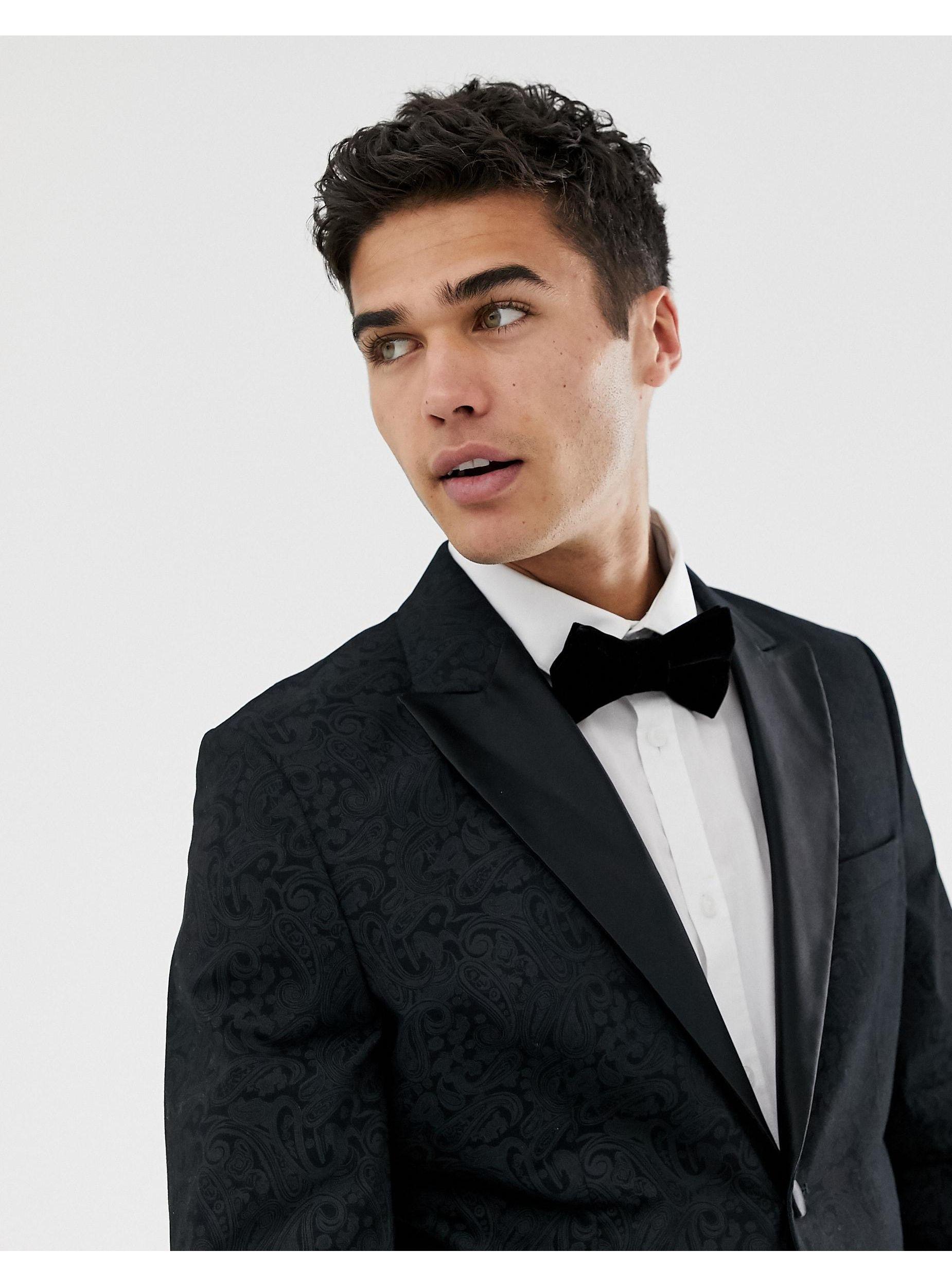 black printed tuxedo jacket