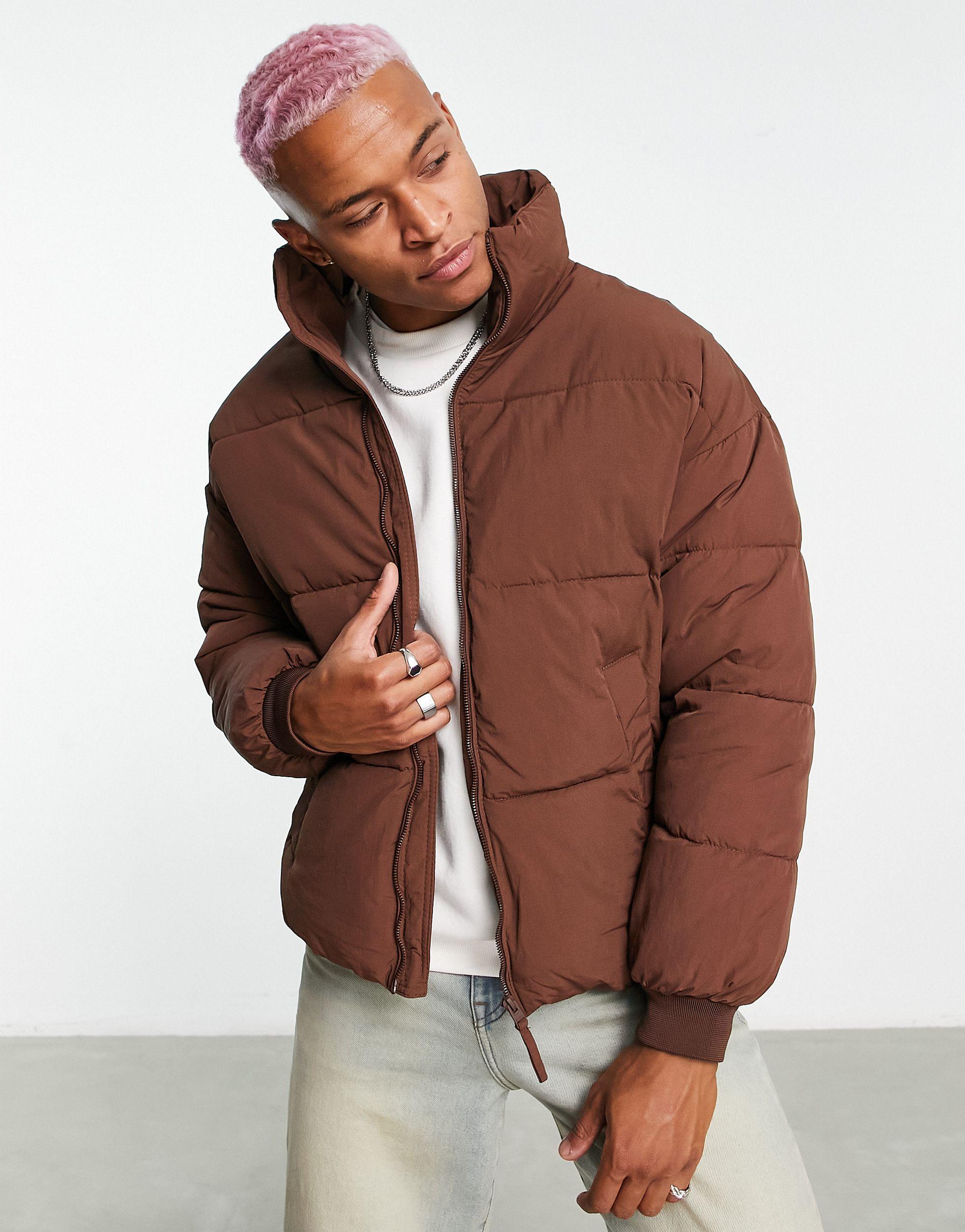 Bershka top red puffer