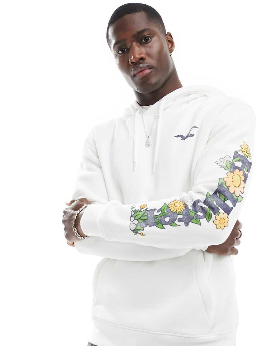 Sudadera Blanca Con Capucha Y Logo Estampado En La Manga De Hollister de hombre de color Blanco Lyst