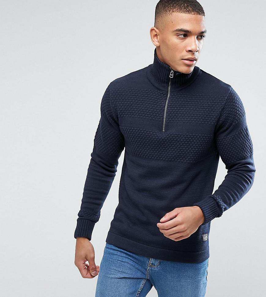 Jack & Jones Synthetic Originals Knitted Sweater With Half Zip Neck in Navy  (Blue) for Men - Lyst