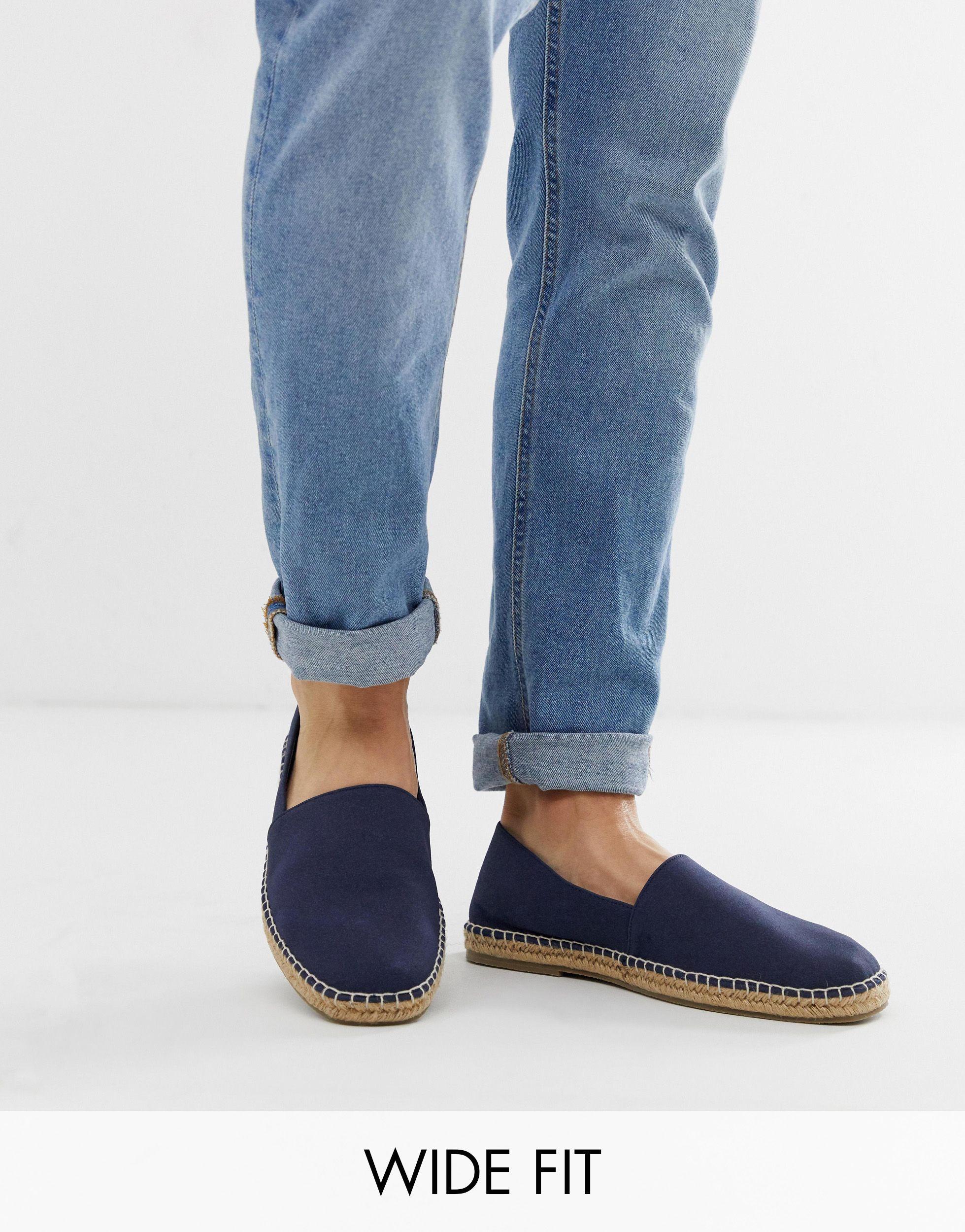 ASOS Canvas Wide Fit Square Toe Espadrilles in Navy (Blue) for Men - Lyst