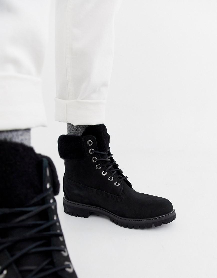 timberland black fur boots