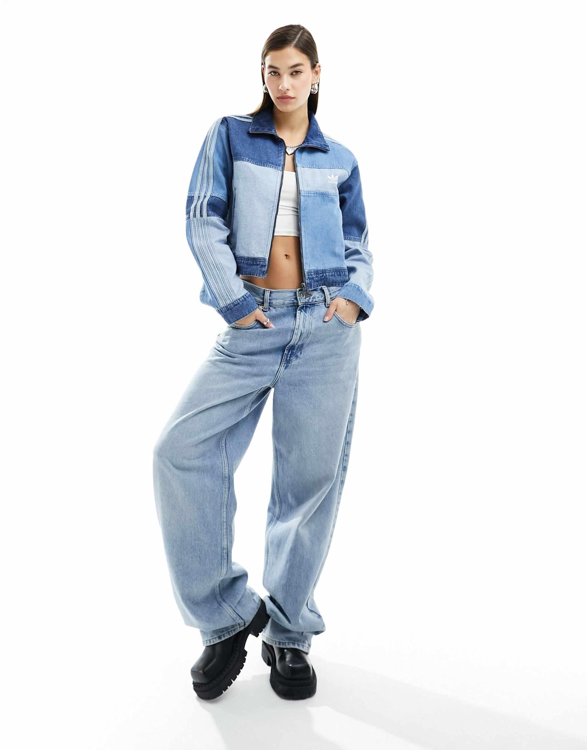 【ADIDAS】Originals Kseniaschnaider Denim Track Top ★追跡可 ADIDAS Originals KSENIASCHNAIDER Denim Patchwork Track Top