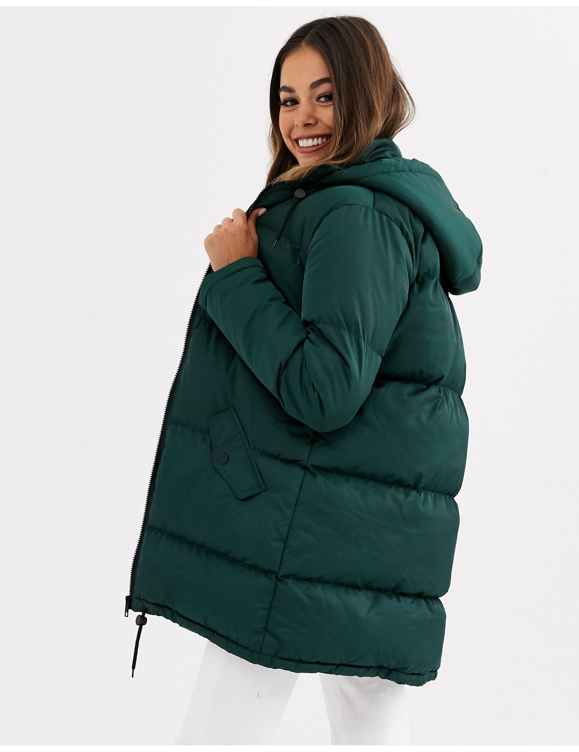 Brave Soul Synthetic Cello Long Puffer Jacket in Green - Lyst