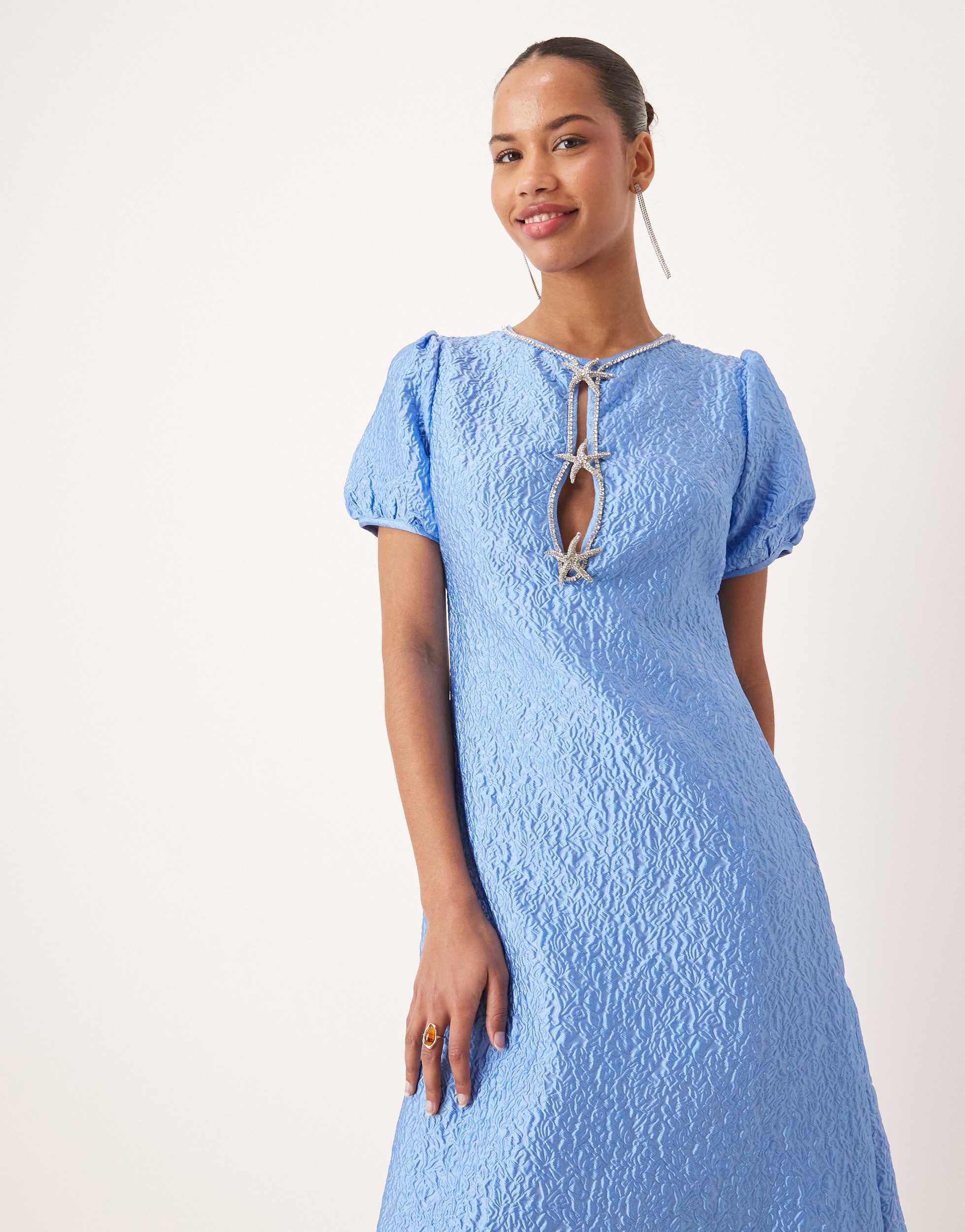 Sister Jane Dream Seashell Embellished Jacquard Midi Dress Co-Ord in Blue |  Lyst