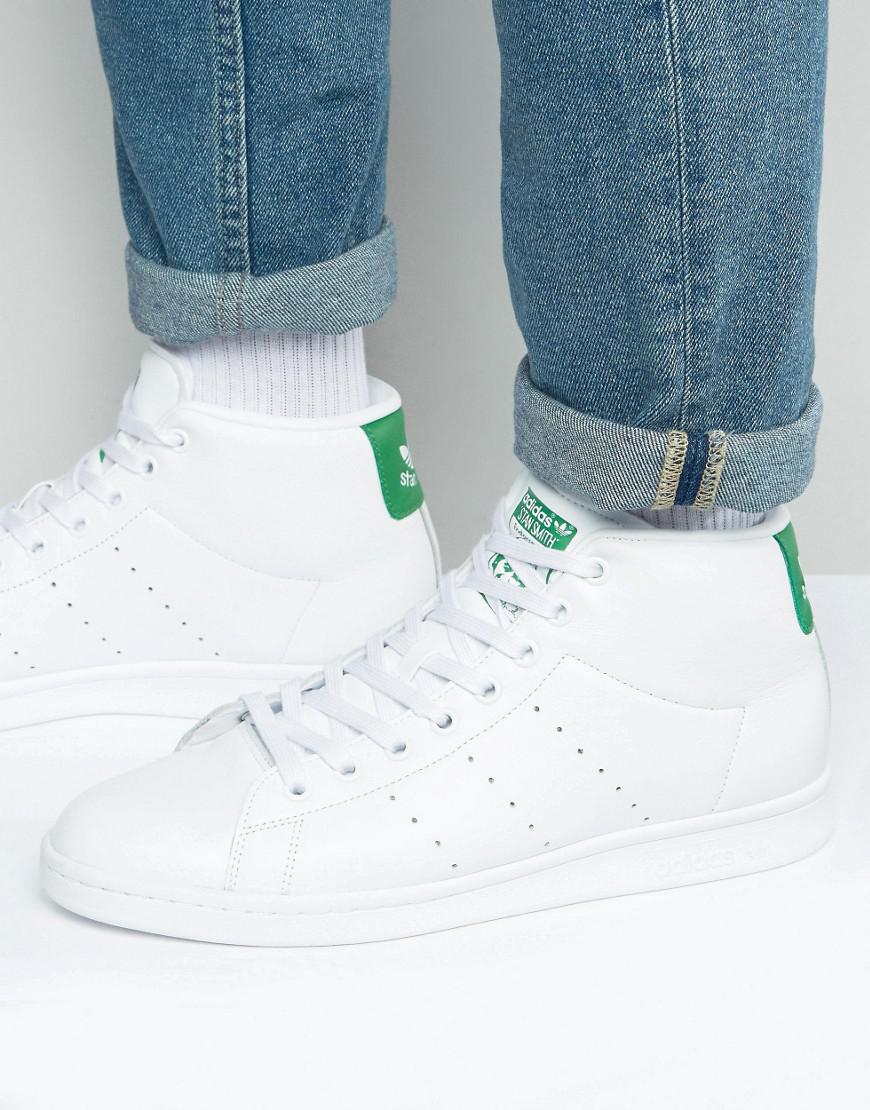 adidas Originals Leather Stan Smith Mid Sneakers In White Bb0069 - Lyst