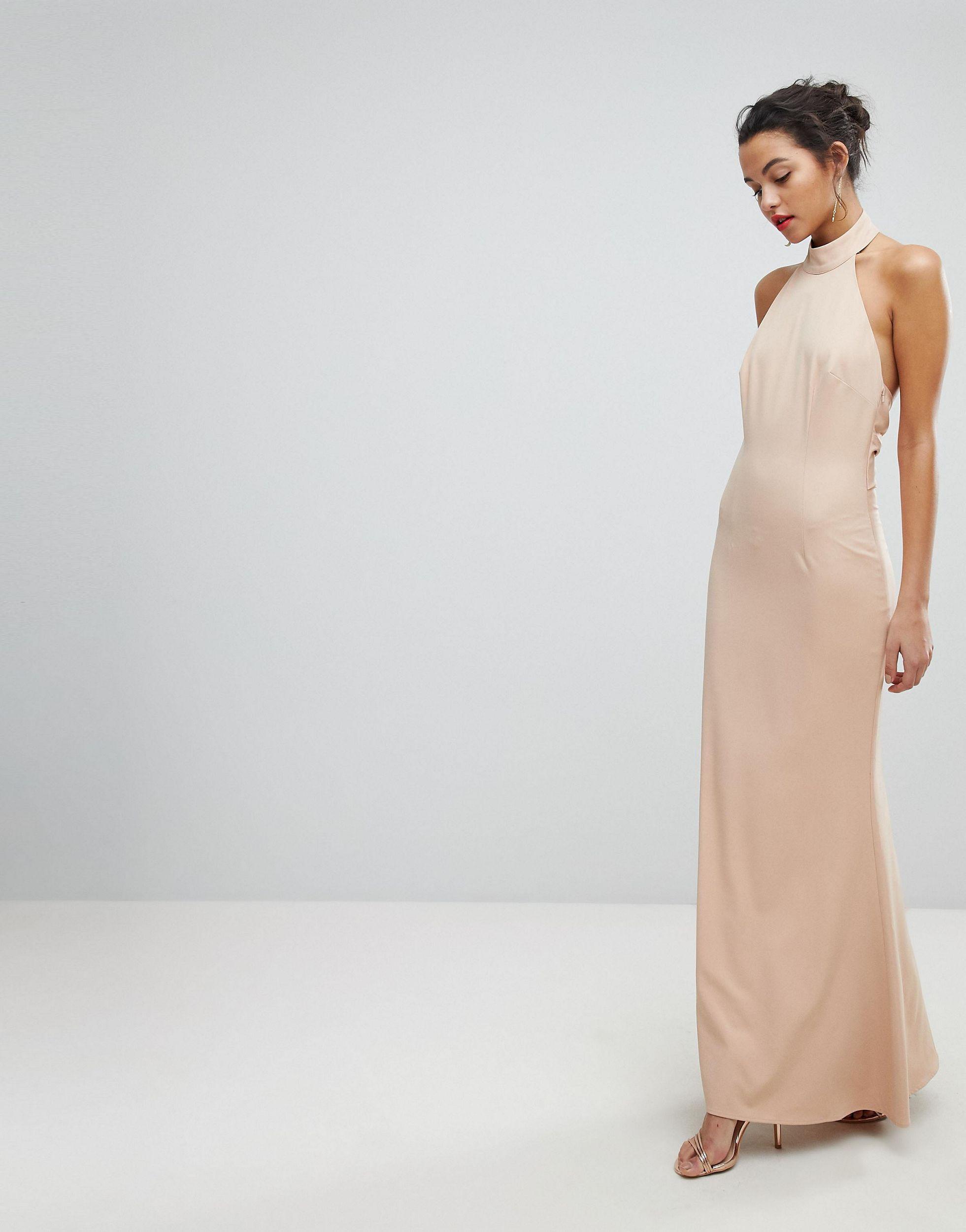 true romance cowl neck ruched knee length dress in oyster white