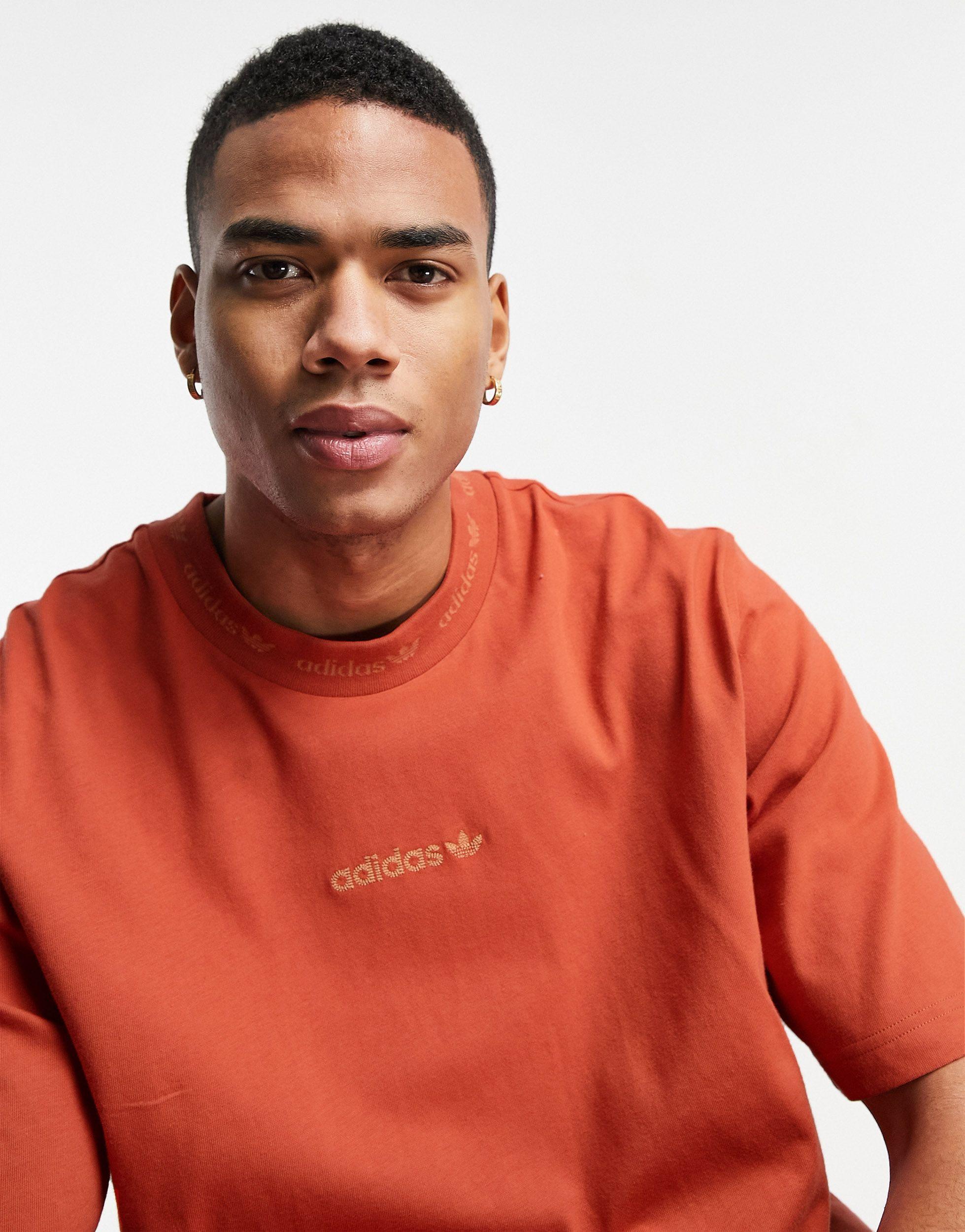 adidas Originals Premium Sweats Overdyed Ribbed T-shirt in Orange for Men |  Lyst