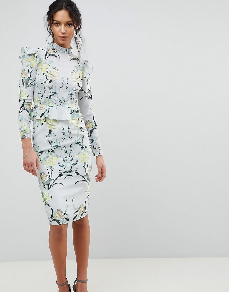 hope and ivy mirror print midi dress