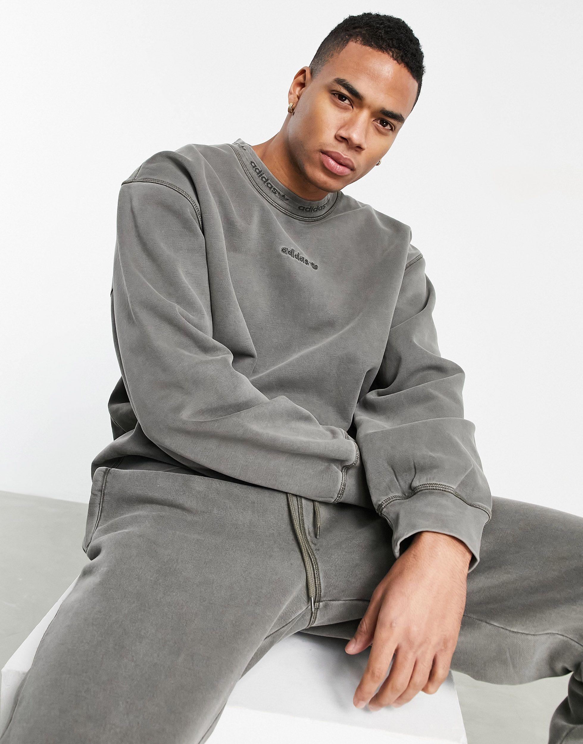 adidas Originals 'premium Sweats' Overdyed Rib Sweatshirt in Green for Men  | Lyst