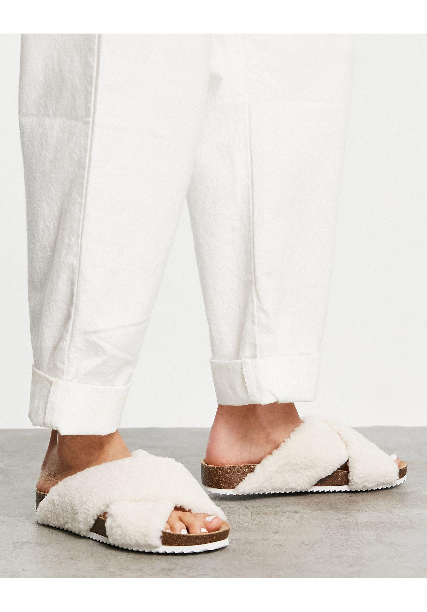 Steve Madden Curlay Furry Sliders in White Lyst UK