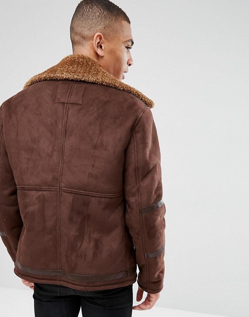 fleece lined aviator jacket mens