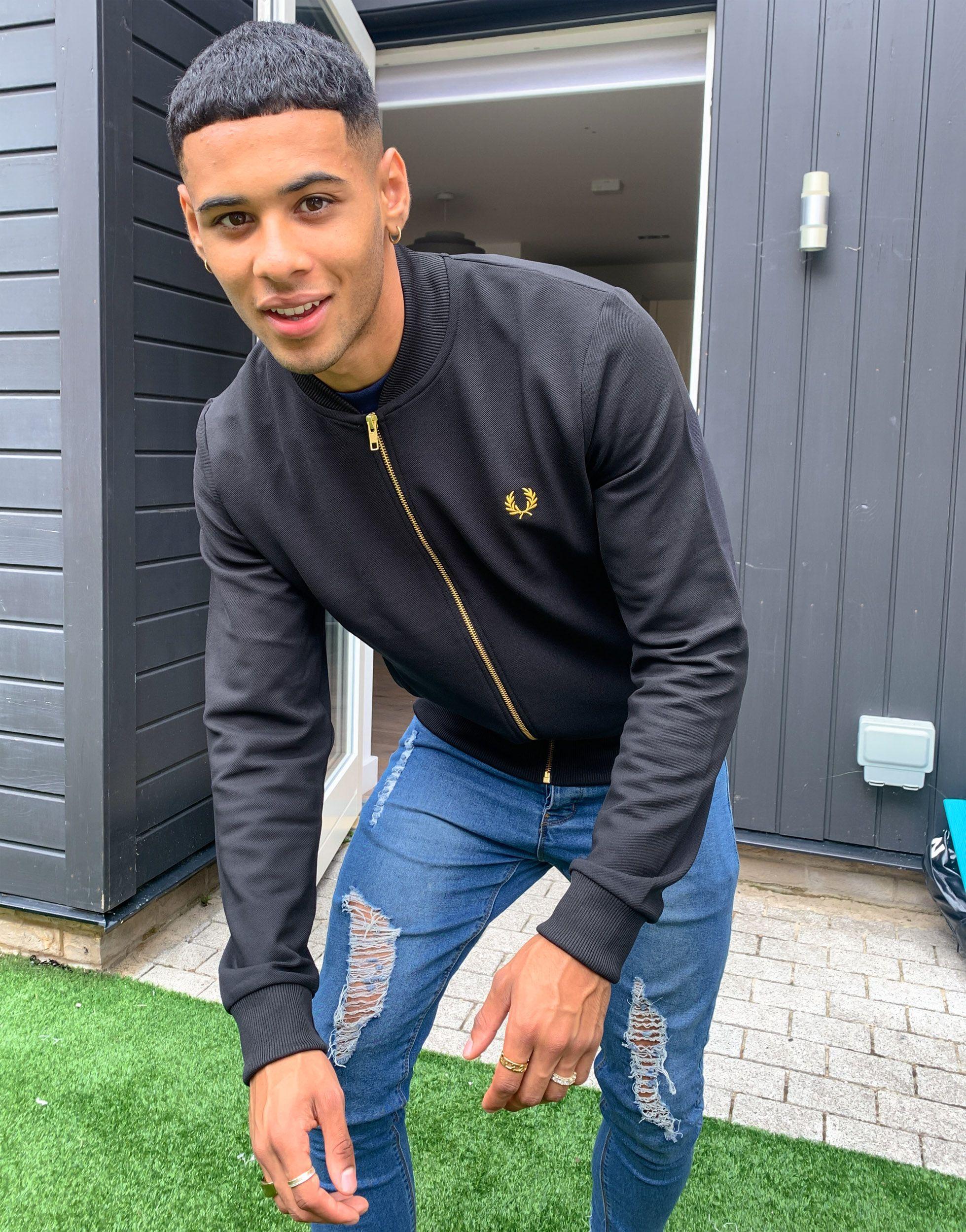 Fred perry gold detail twill track jacket in black Clearance