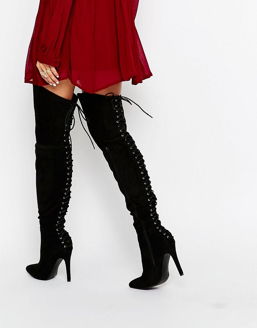 lace back over the knee boots