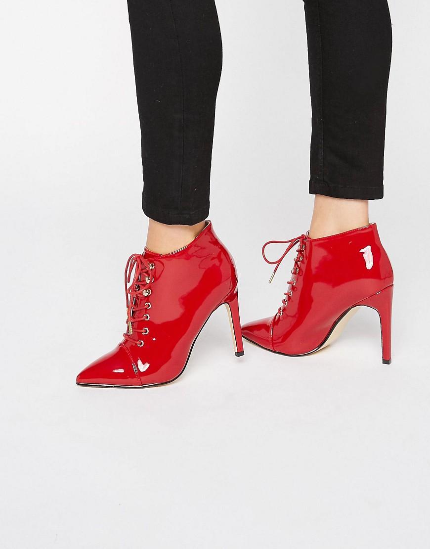 red patent lace up boots
