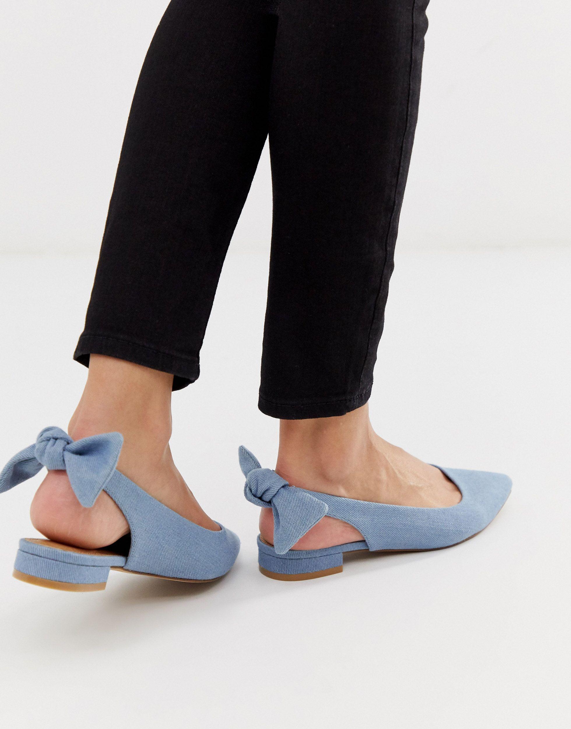 ASOS Denim Lizzie Bow Slingback Ballet 