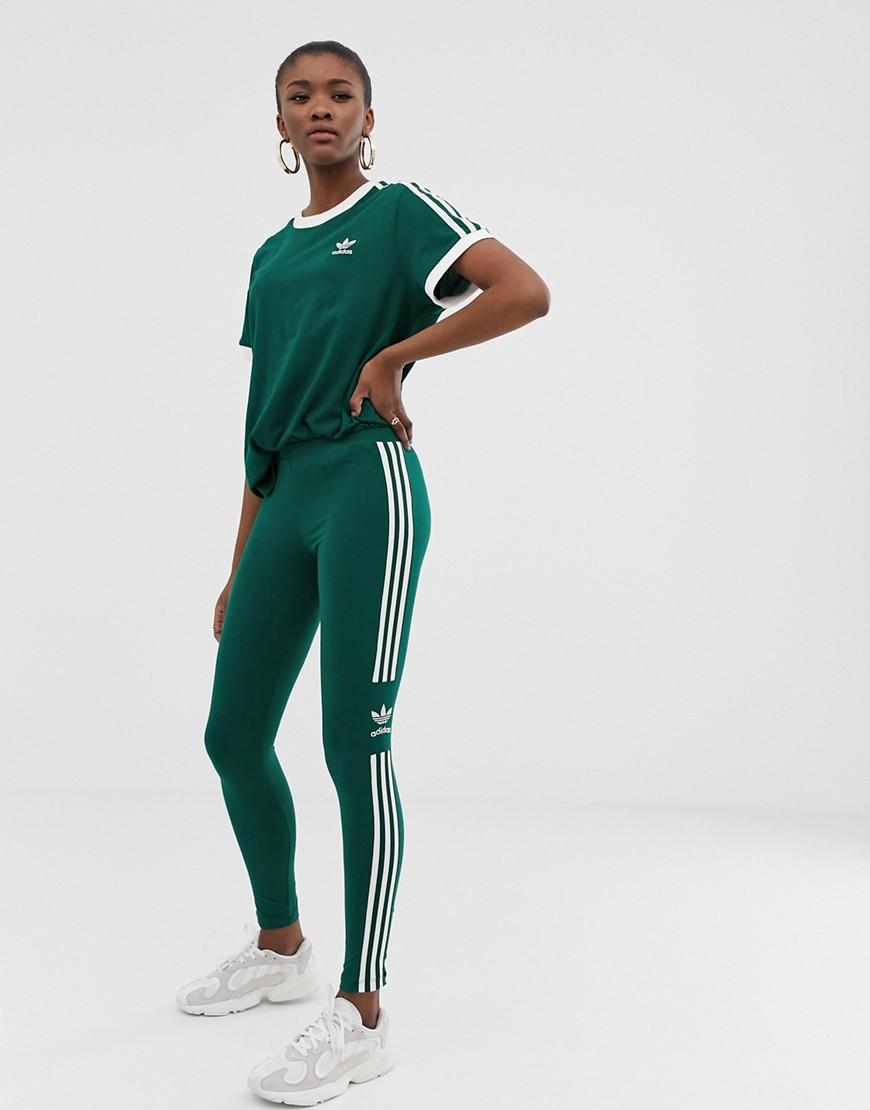 Verliefd Metafoor Minister adidas Originals Adicolor - Legging Met Trefoil In Drie Strepen In Groen in  het Groen | Lyst NL