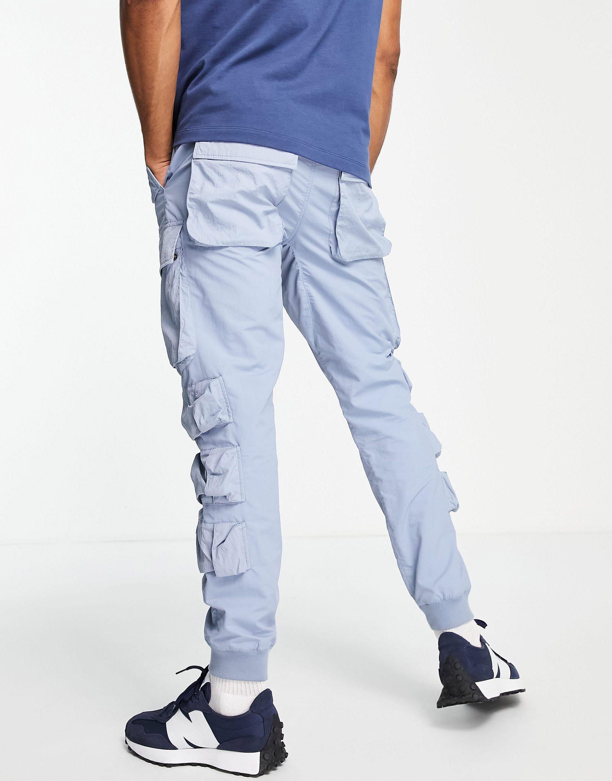 Bevise himmelsk Fearless TOPMAN Relaxed Nylon Multi Pocket Cargo Pants in Blue for Men | Lyst