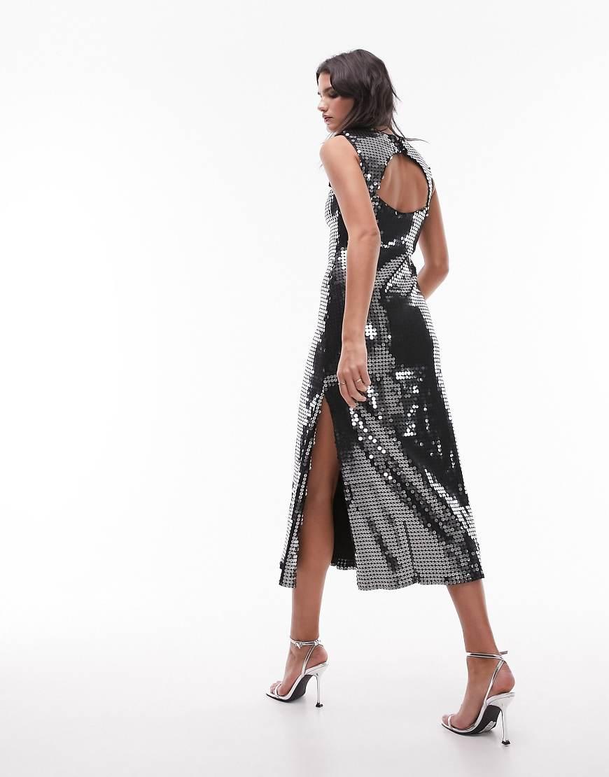 TOPSHOP Disco Sequin Midi Dress in Grey | Lyst UK TOPSHOP Disco Sequin Midi Dress in Grey | Lyst UK