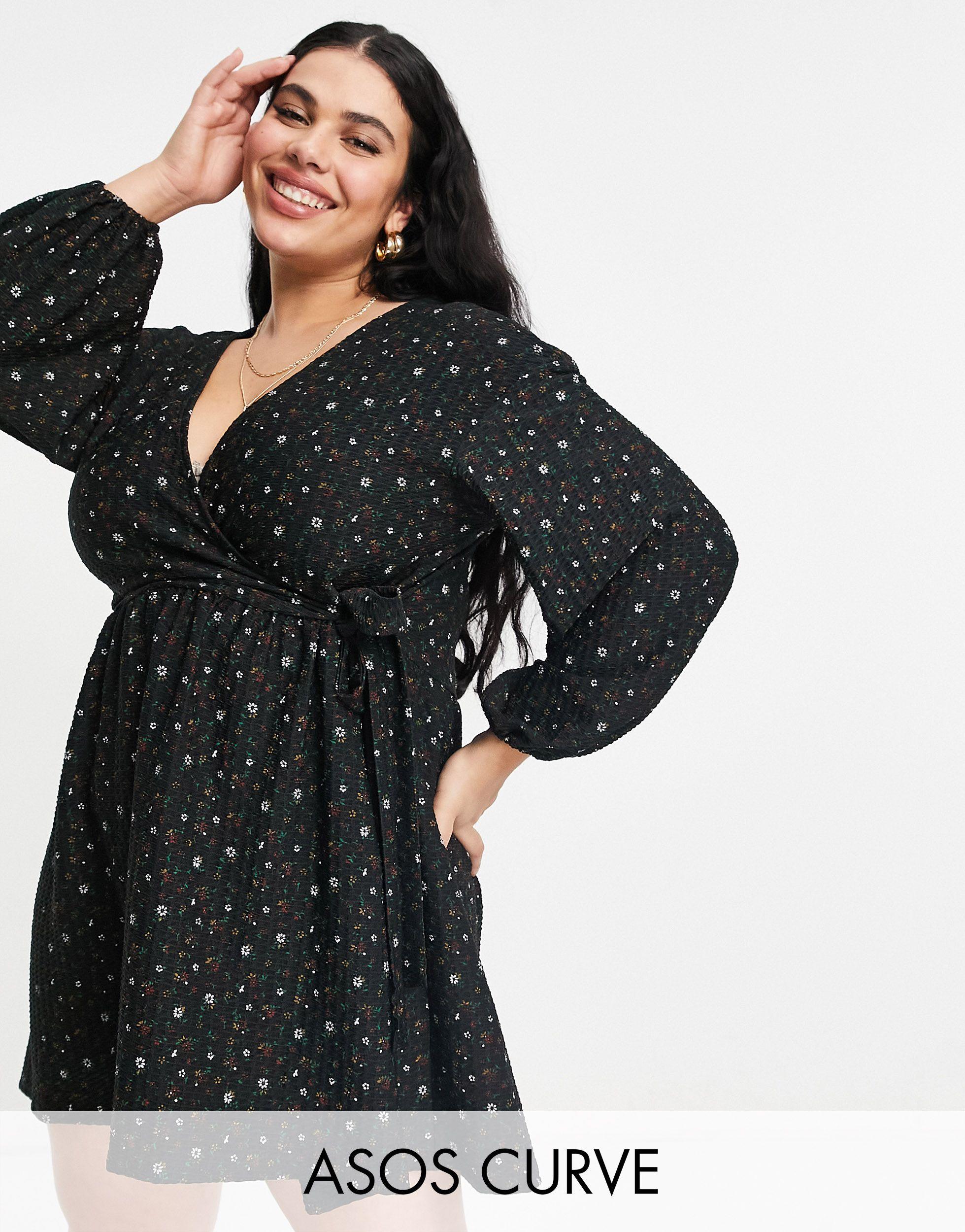plus size mini wrap dress