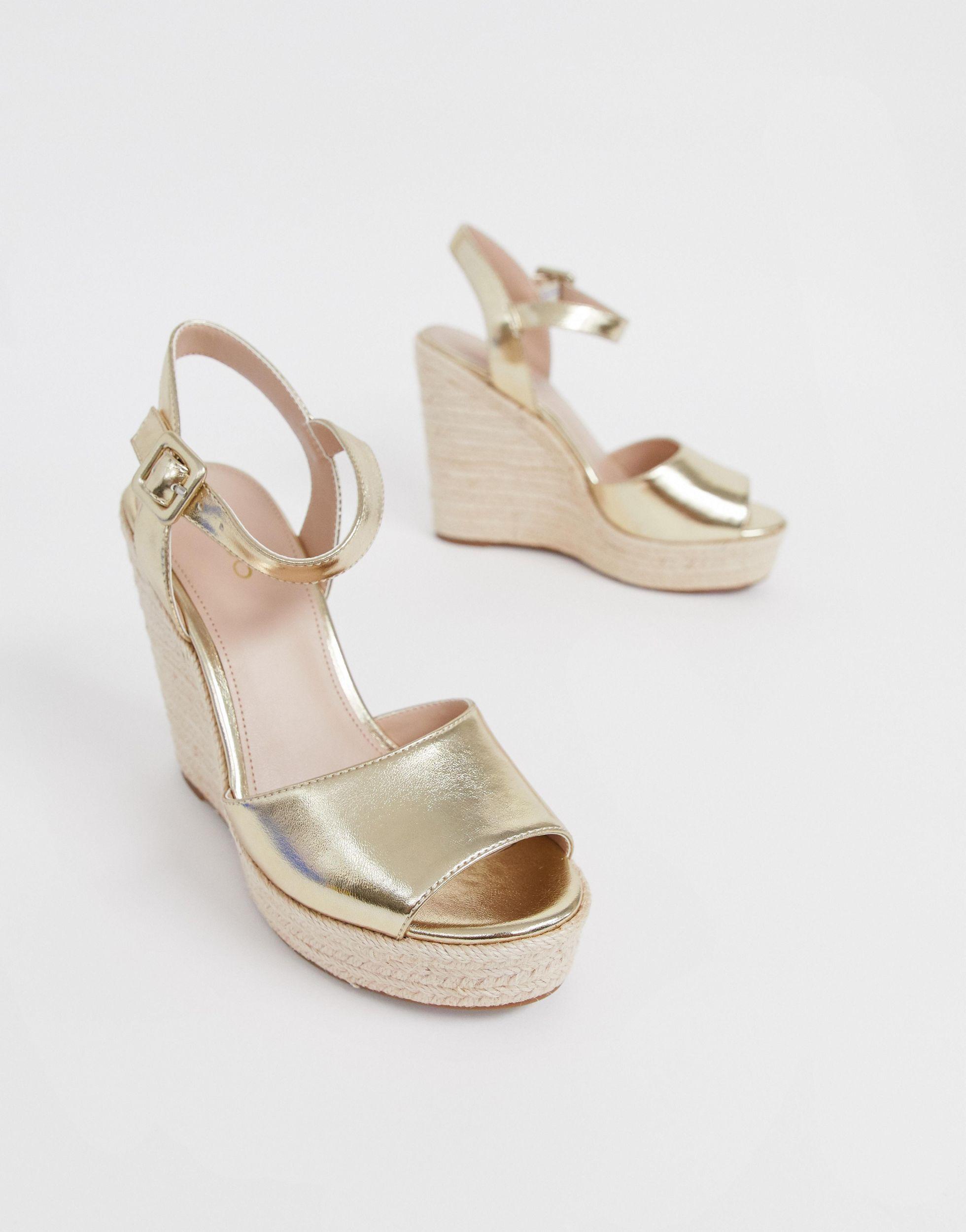 ALDO Leather Ybelani Platform Wedge Sandals in Gold (Metallic) -