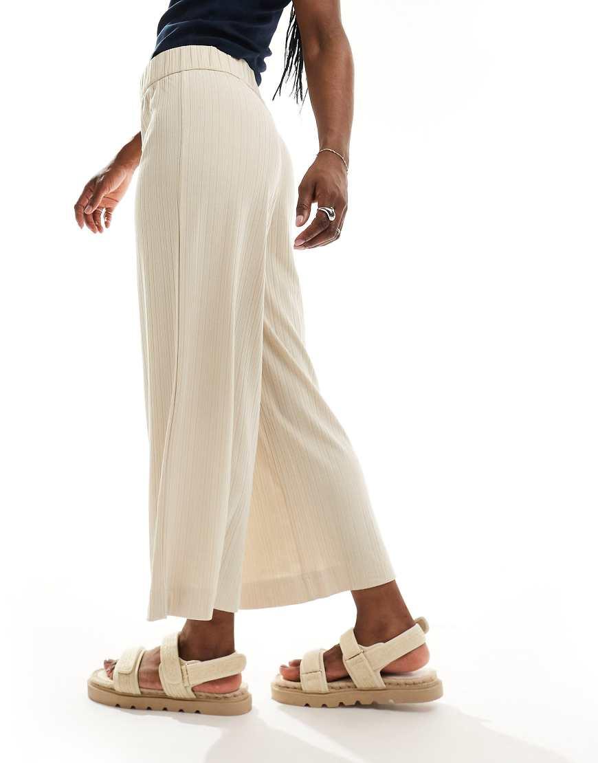 Monki Cilla Rib Jersey Cropped Wide Leg Trousers in Blue | Lyst UK