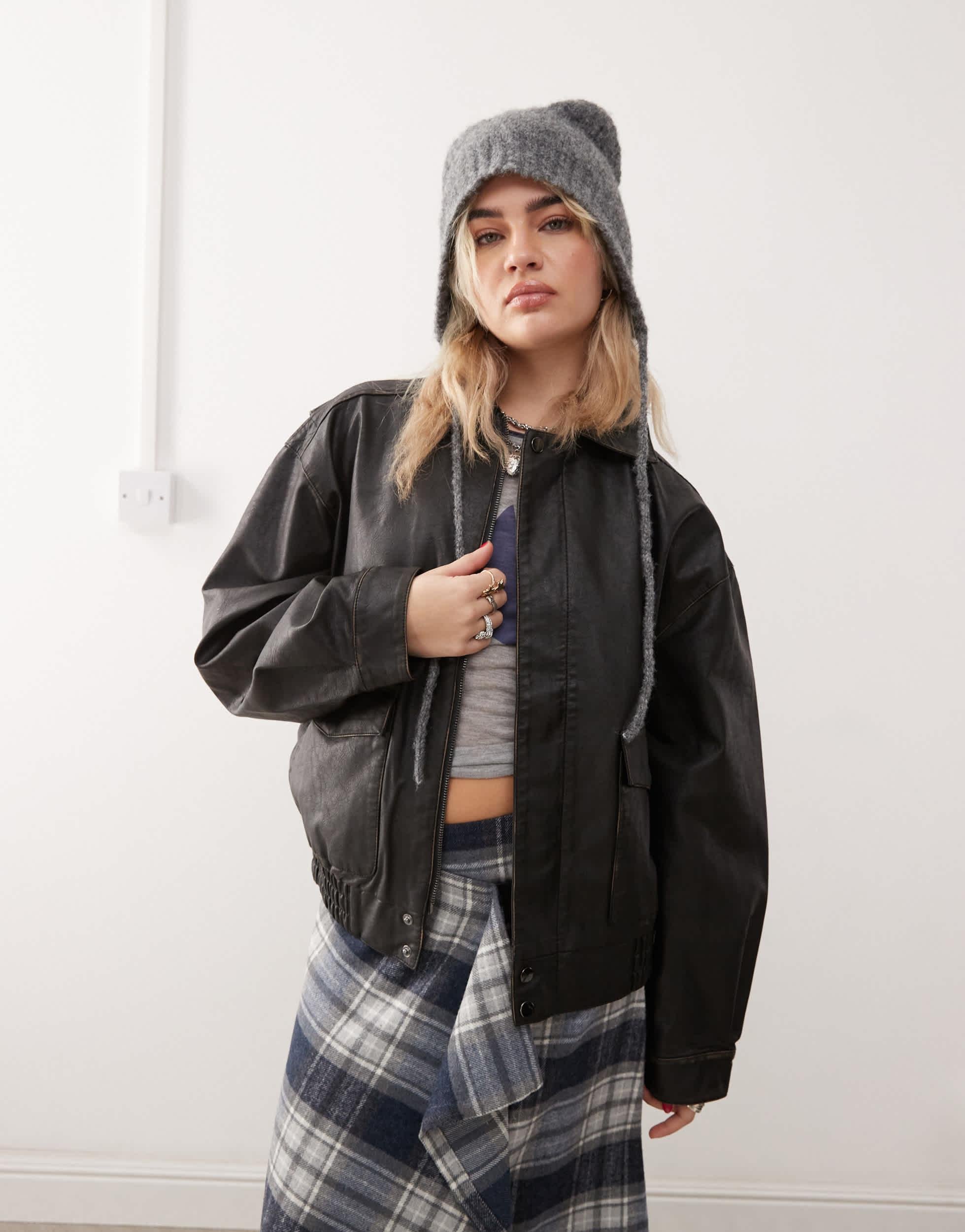 Collusion Distressed Faux Leather Jacket in Black Lyst - Main Image