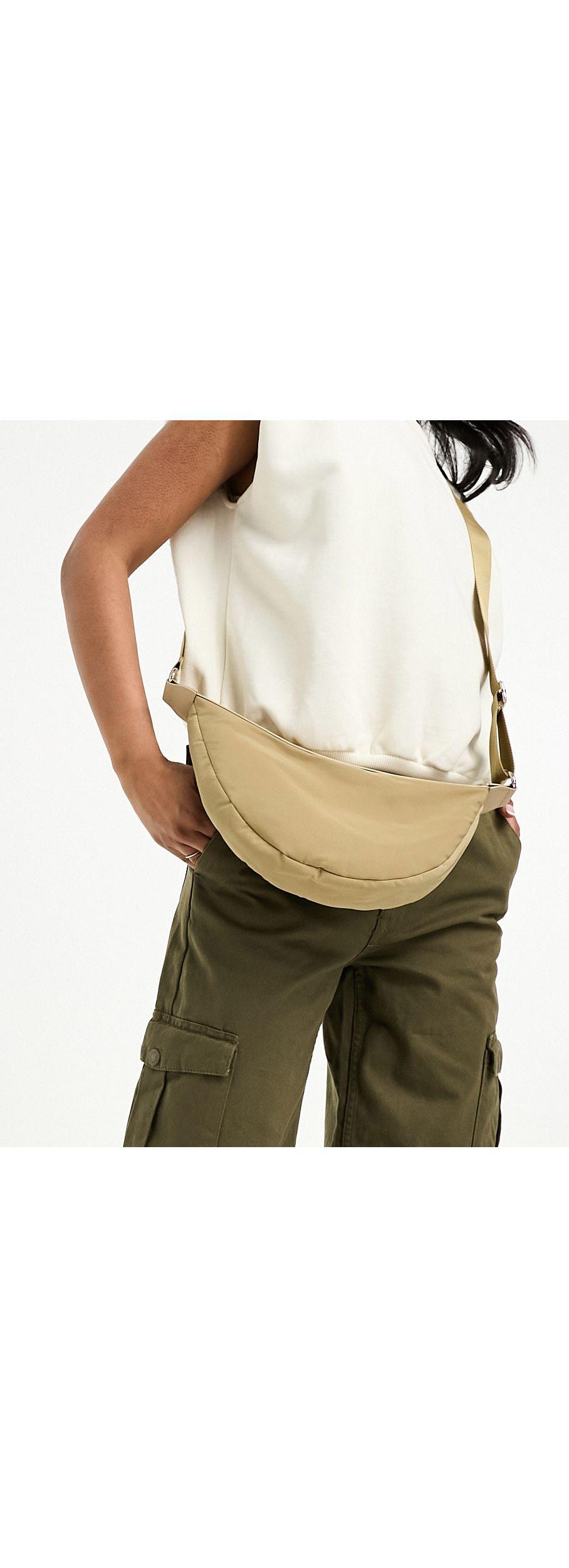 ASOS DESIGN suede multi pocket camera crossbody bag in khaki