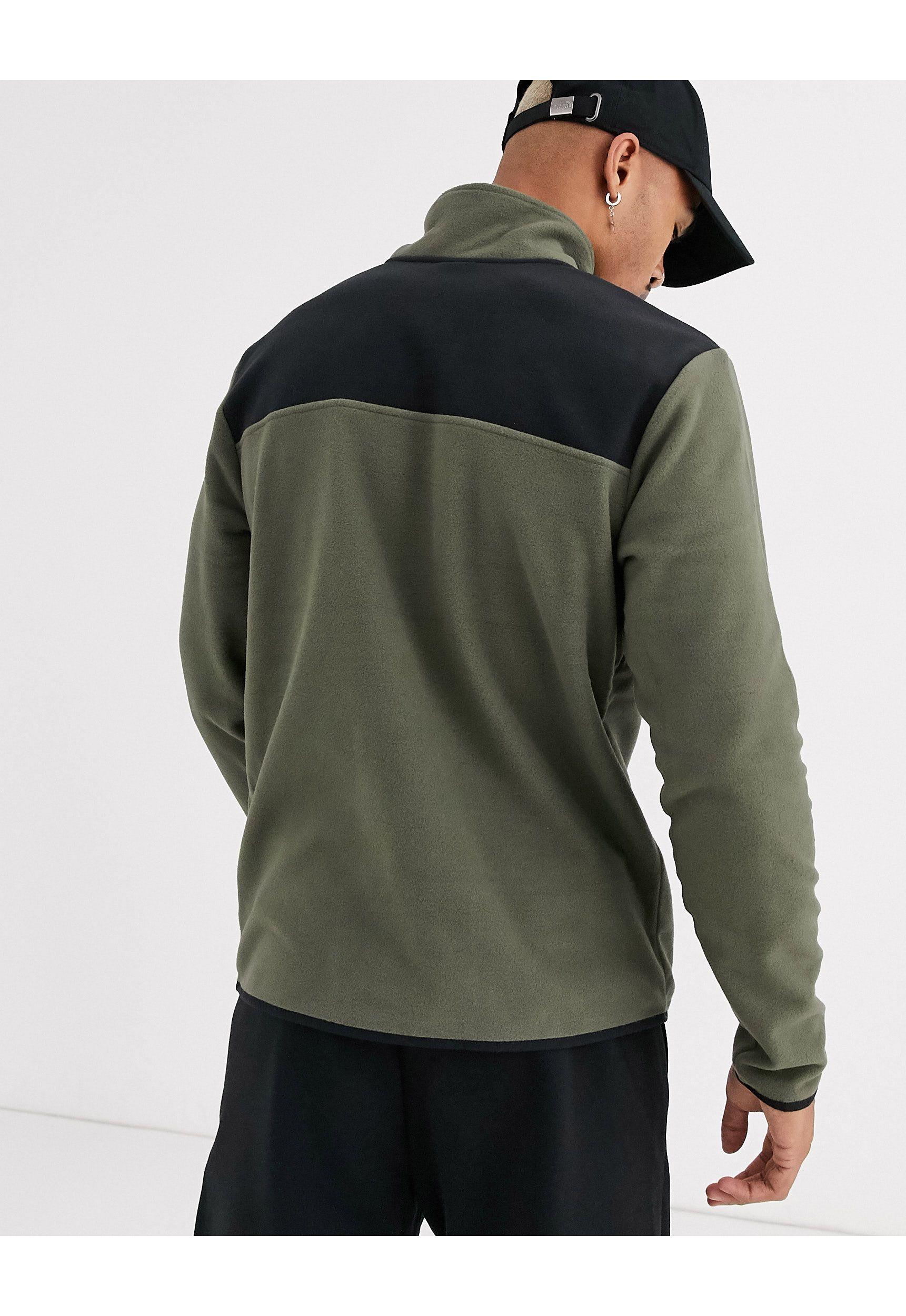 the north face tka glacier snap neck pullover fleece in khaki
