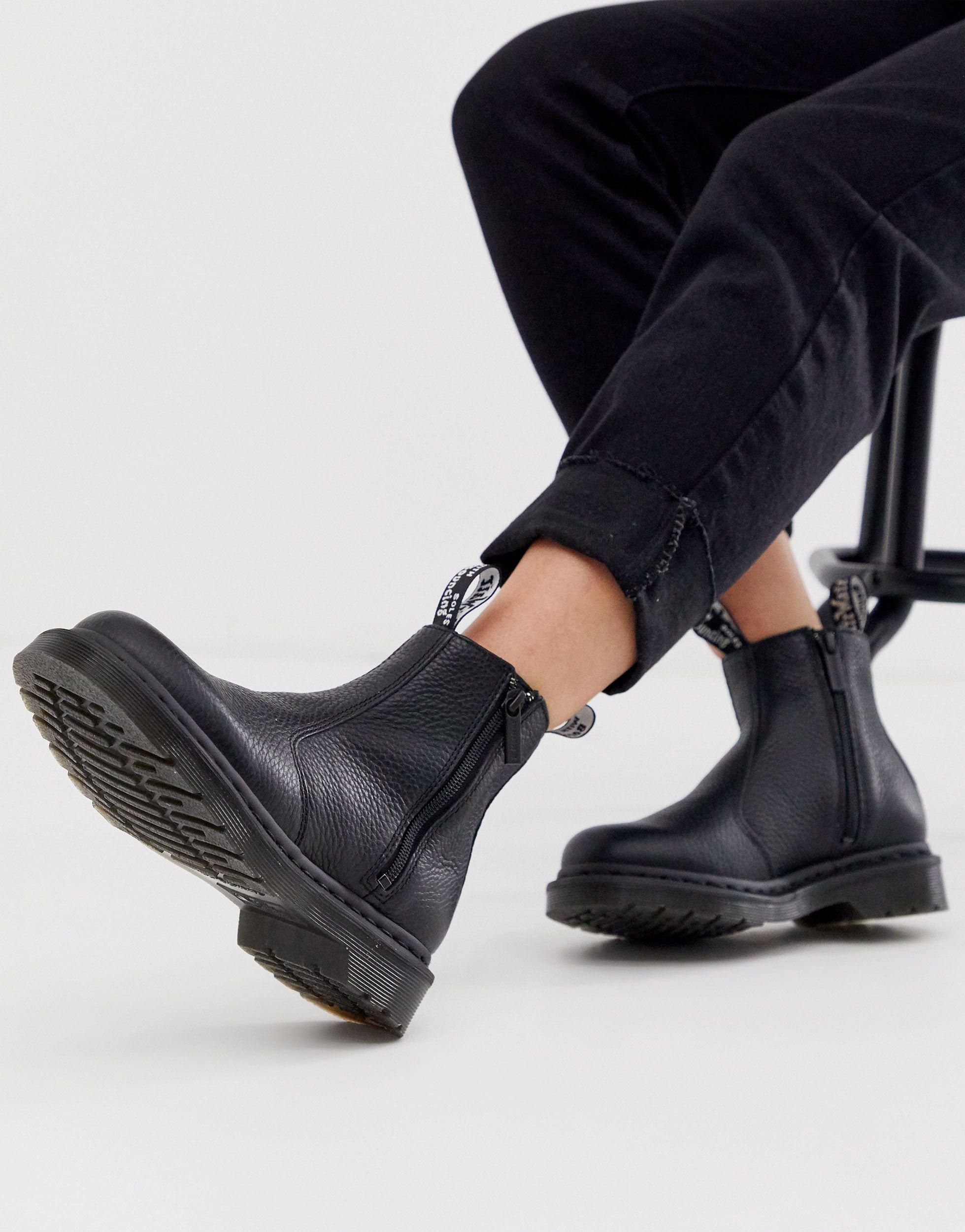 Dr. Martens Leer Leren Enkellaarzen Met 2976 Ritsen in het Zwart - Lyst