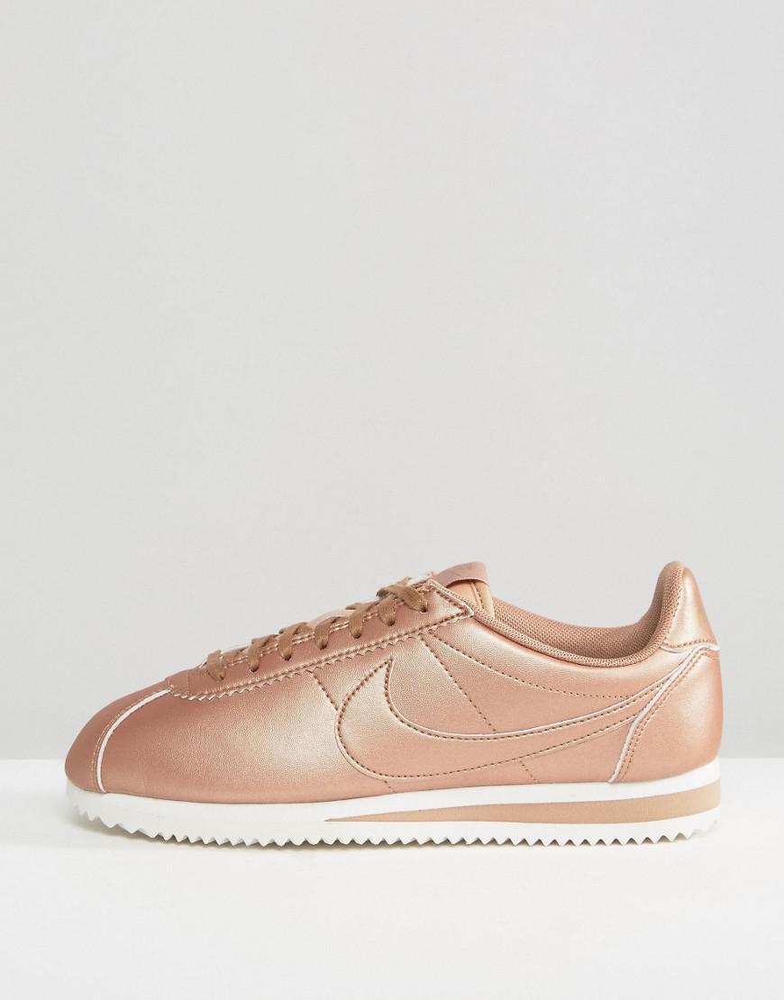 Nike Cortez Trainers In Rose Gold Metallic Leather - Lyst
