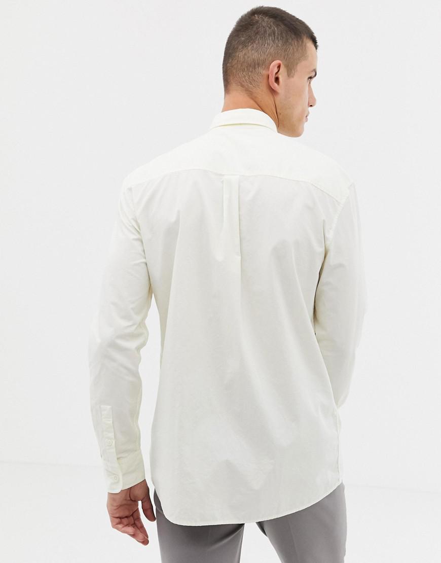 Noak Cotton Regular Fit Shirt With Double Pockets In Off White in Green ...