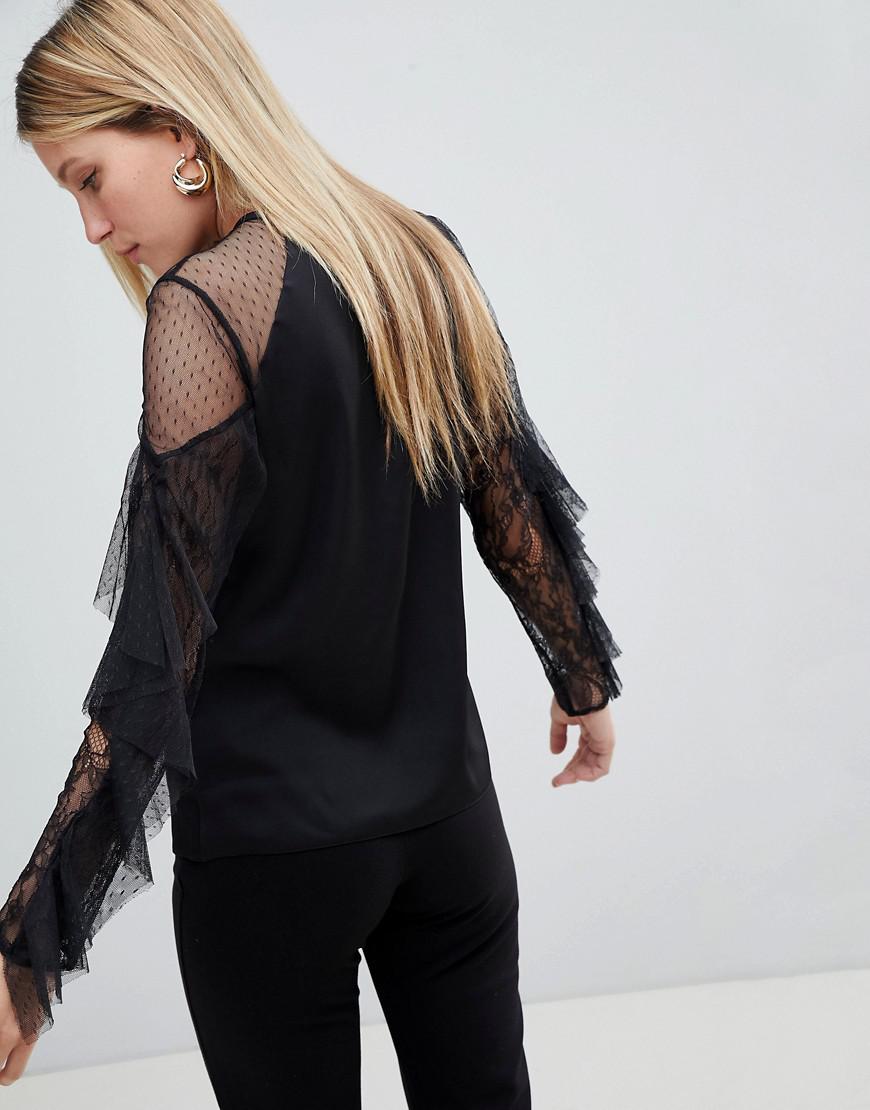 lipsy lace cold shoulder top