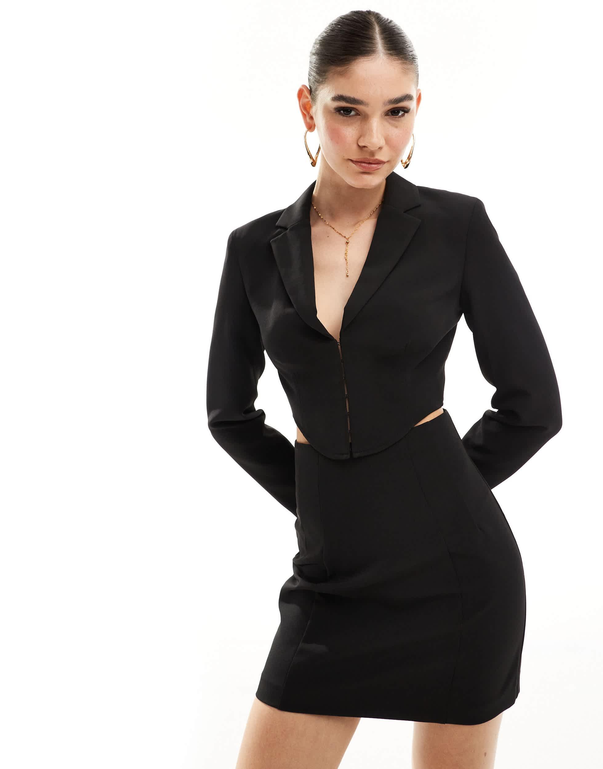 Miss Selfridge Cropped Corset Blazer in Black Lyst Canada