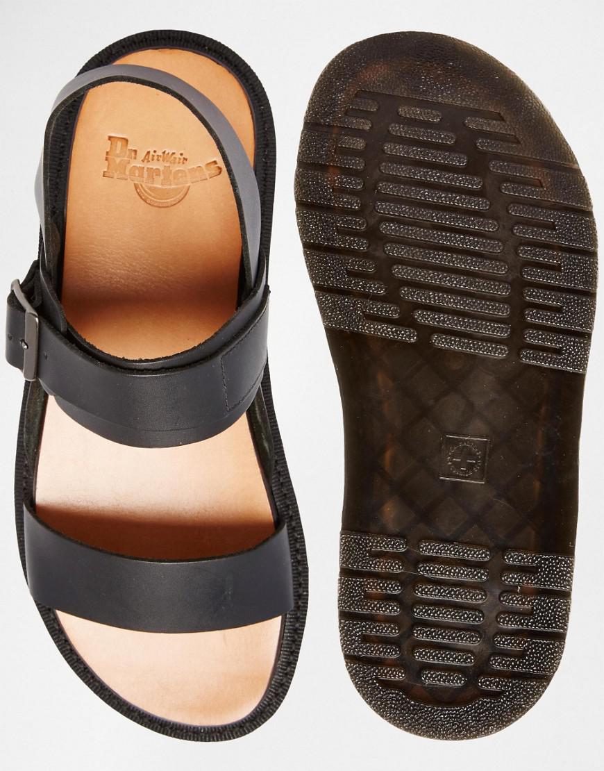 Dr. Martens Kennet Buckle Strap Leather Sandals in Black for Men