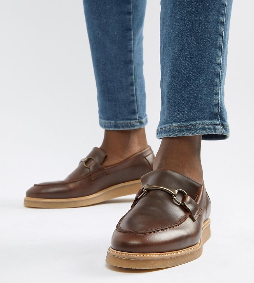 ASOS Loafers In Brown Leather With Faux Crepe Sole for Men - Lyst