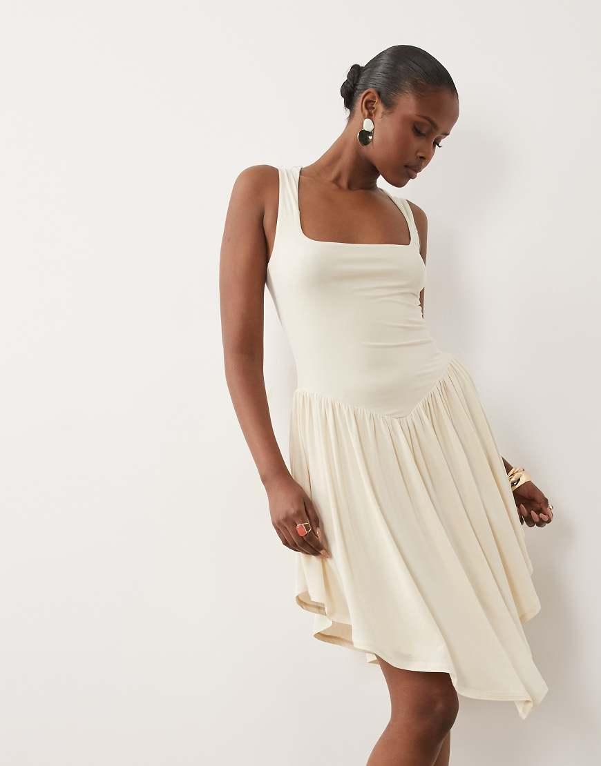 white corset drop waist dress Black Drop Waist Midaxi Dress – Rare London