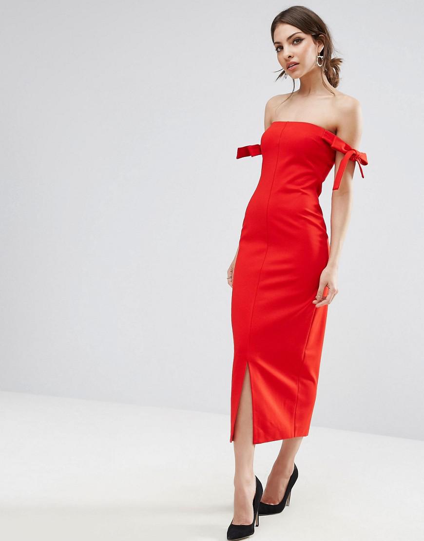 Lavish Alice Synthetic Bardot Midi 