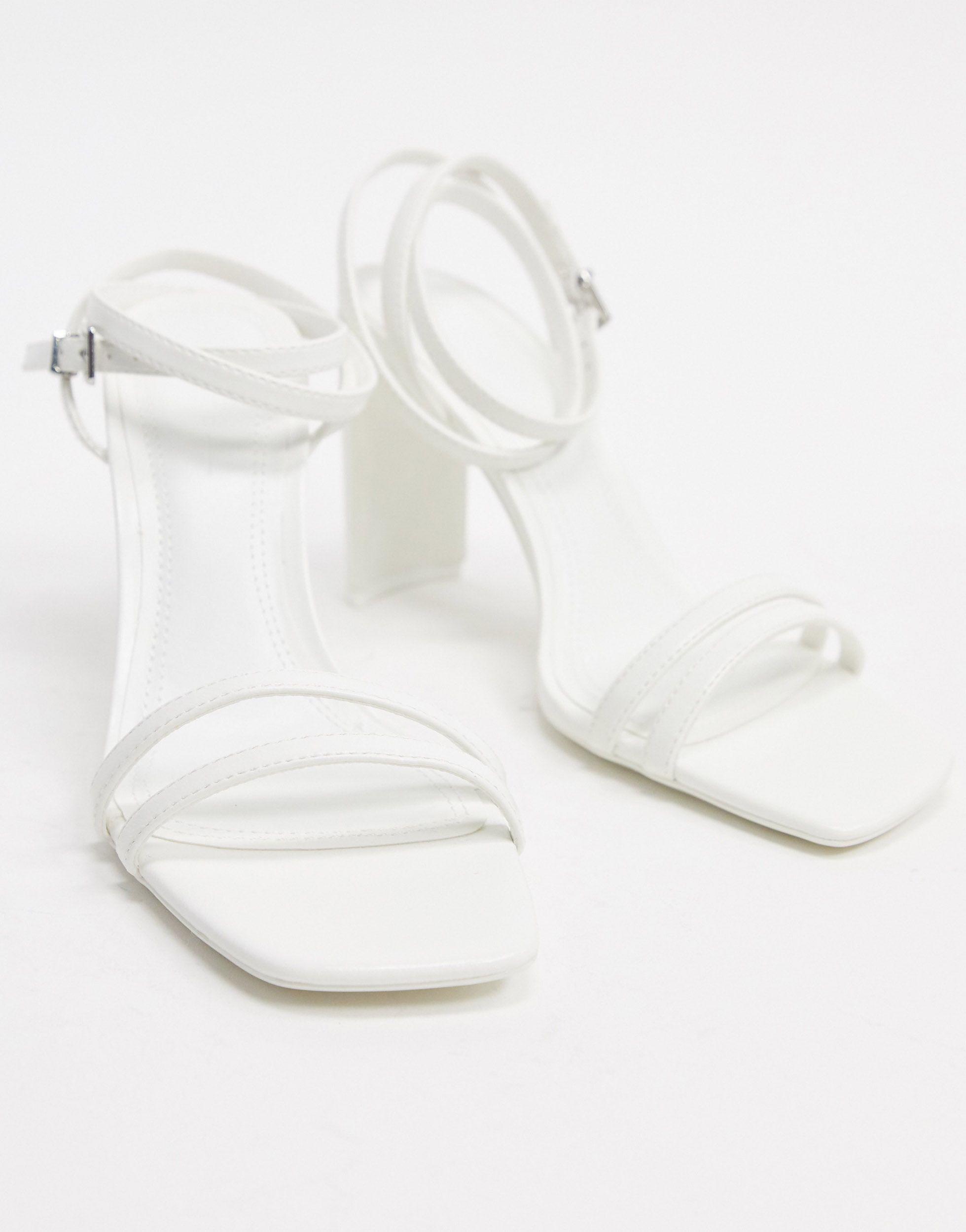 Bershka Strappy Heel With Ankle Strap in White | Lyst