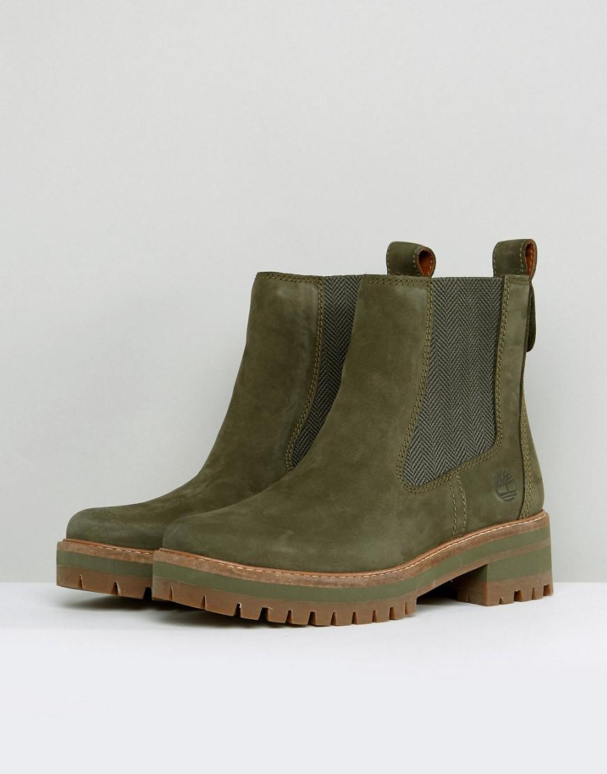 Timberland Suede Courmayeur Valley Olive Chelsea Boots in Green | Lyst