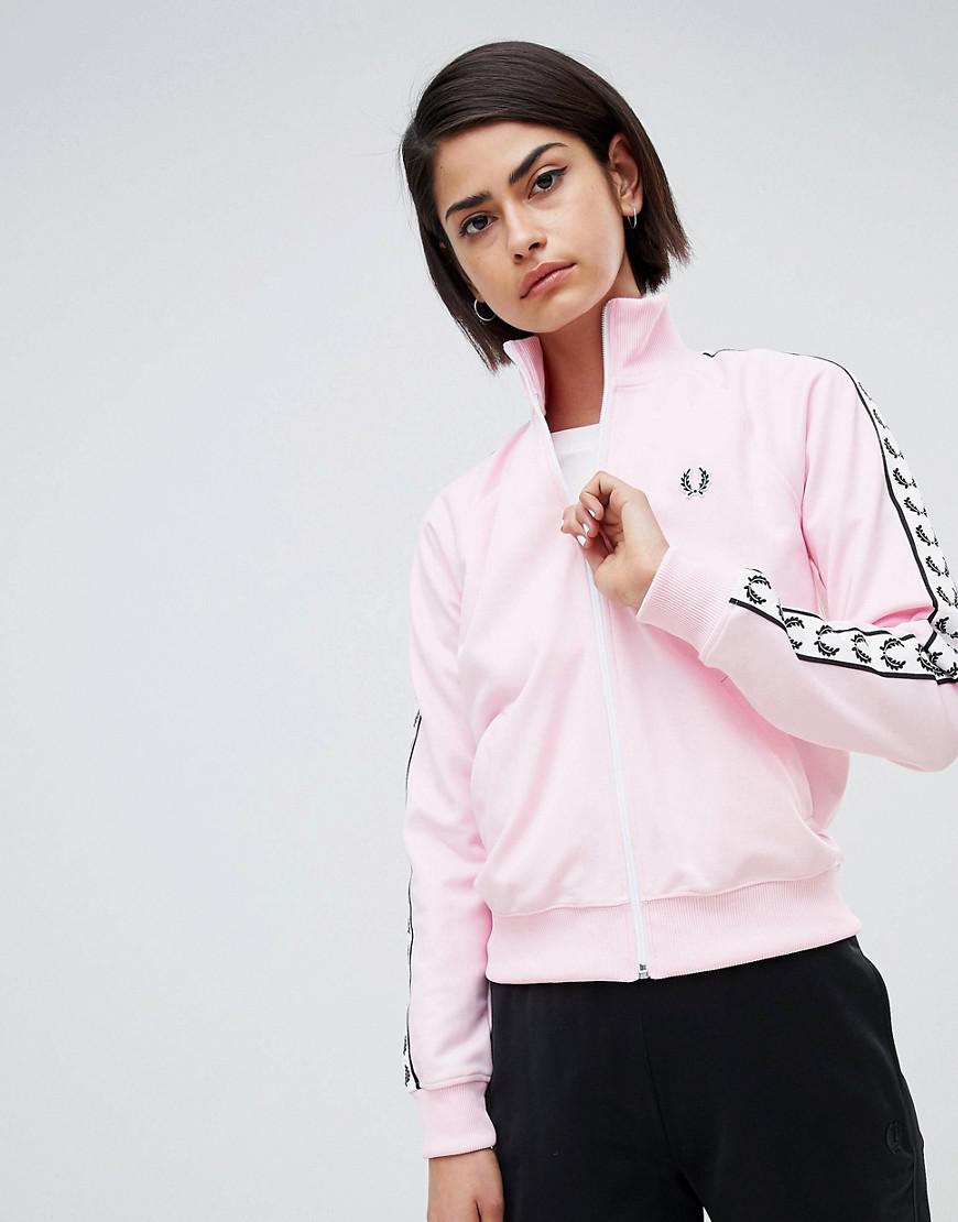 Fred Perry Canvas Track Jacket With Logo Tape in Pink - Lyst
