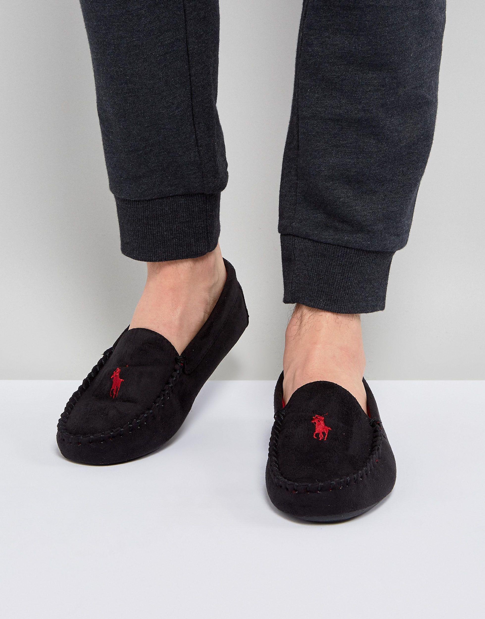 black polo slippers