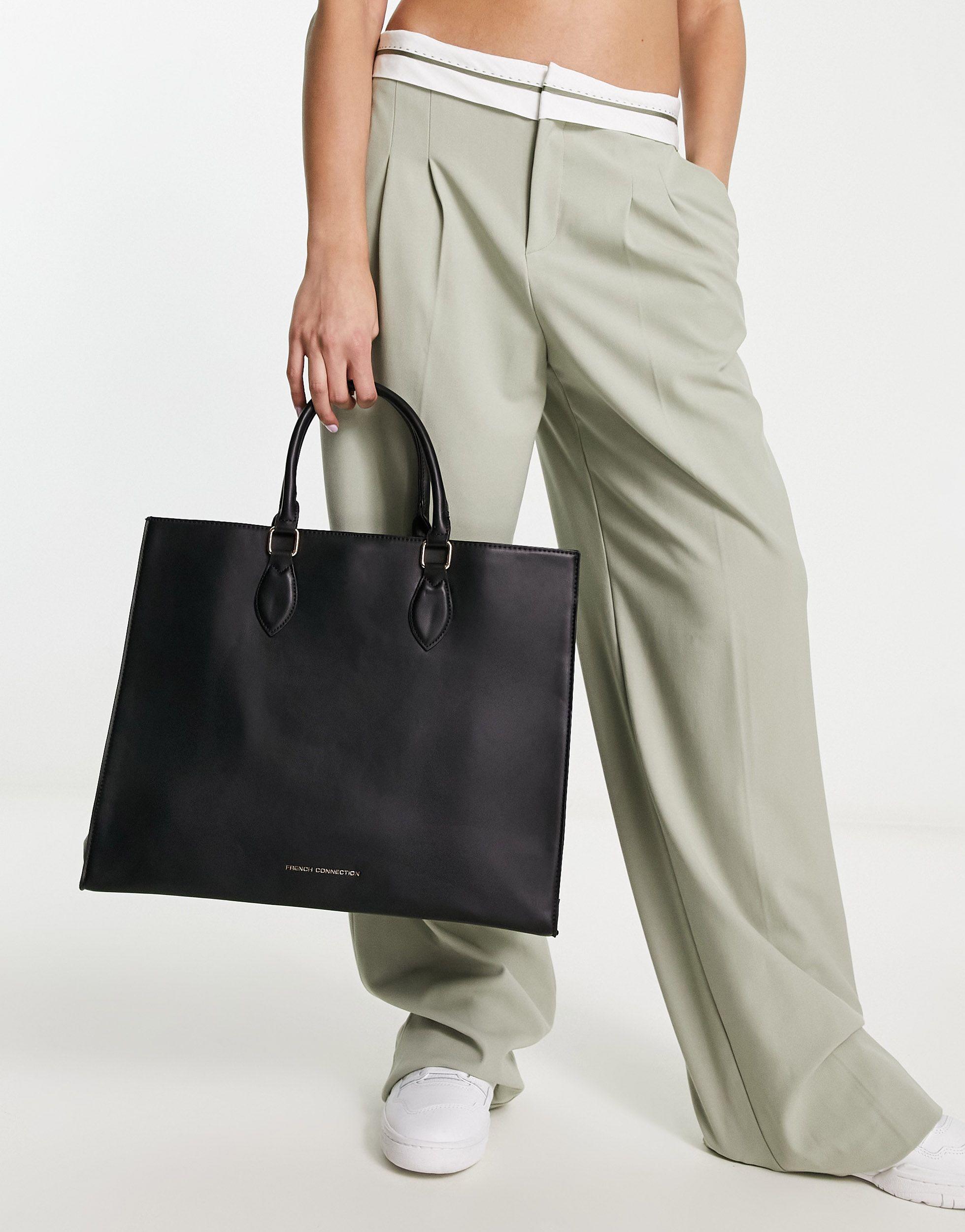 French Connection Square Tote Bag in Black | Lyst