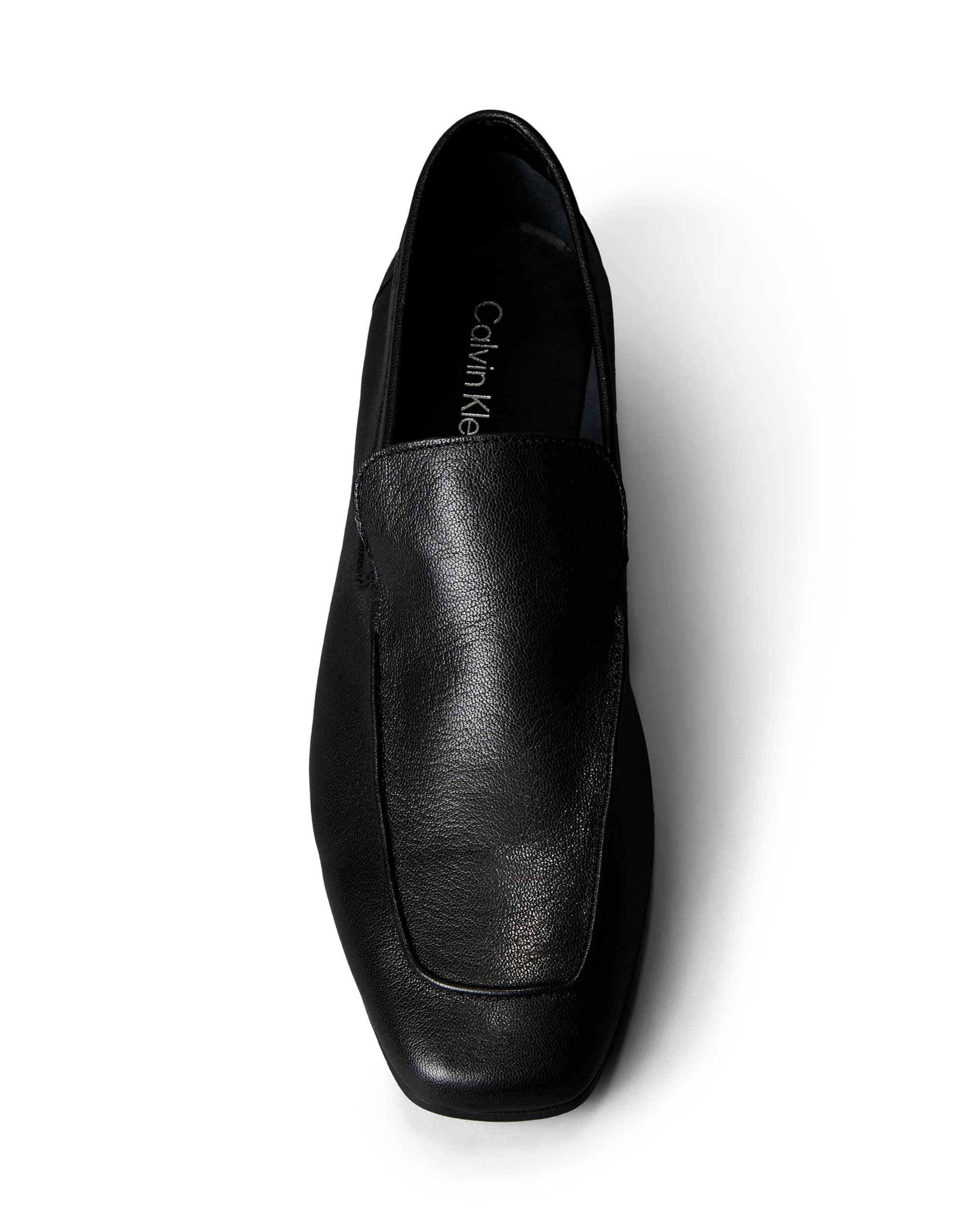 NWOT-Calvin Klein Black Shiny Leather No Laces Square Toe Slip on Loafers, US12 Amazon.com | Calvin Klein Magnus Black/Black/Weave Emboss  main image 2