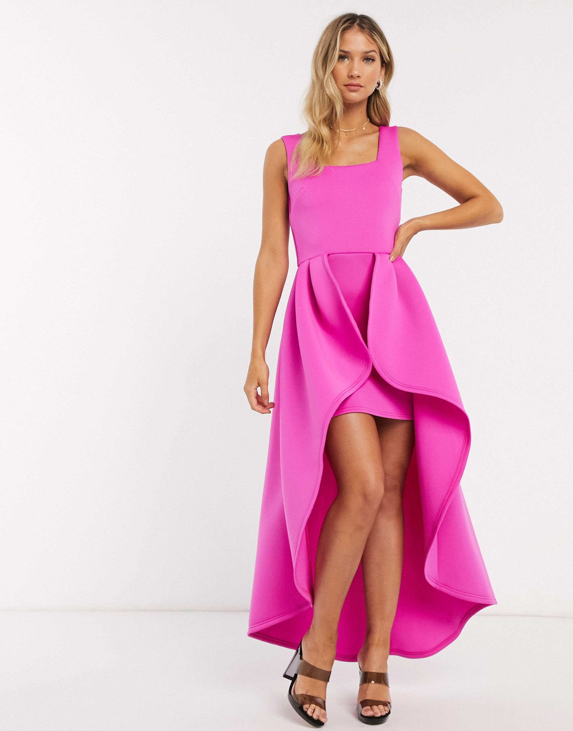 True Violet Exclusive Square Neck High Low Maxi Dress in Pink | Lyst