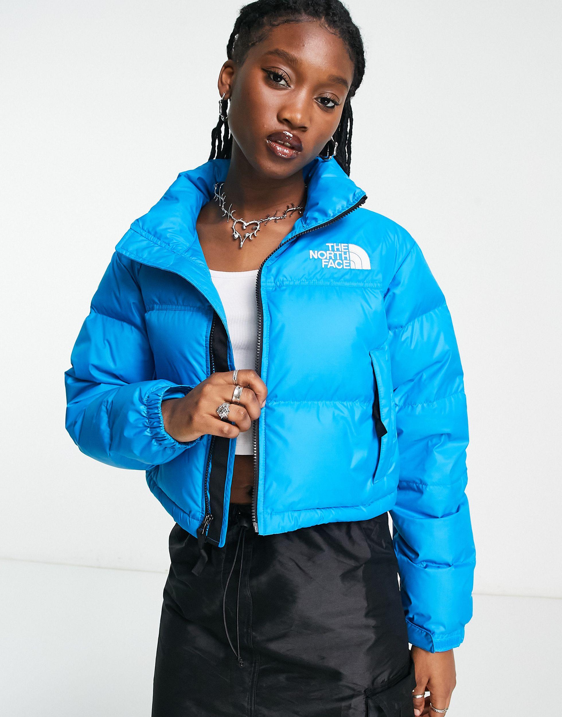 The North Face Women's Blue Nuptse Cropped Down Jacket