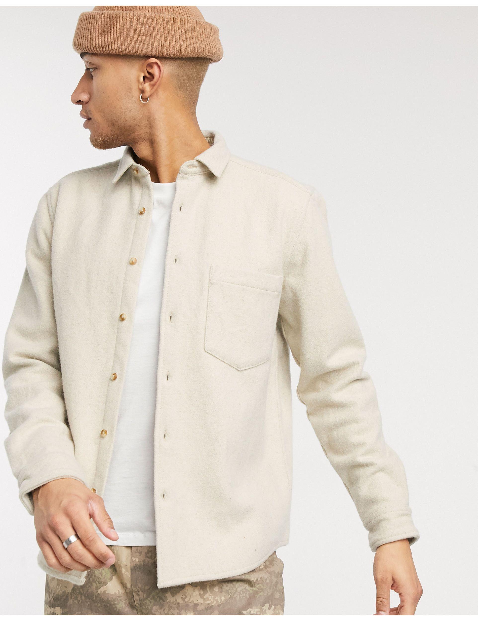 ASOS – Oversize-Hemdjacke aus Wollmischung in Natur für Herren | Lyst DE