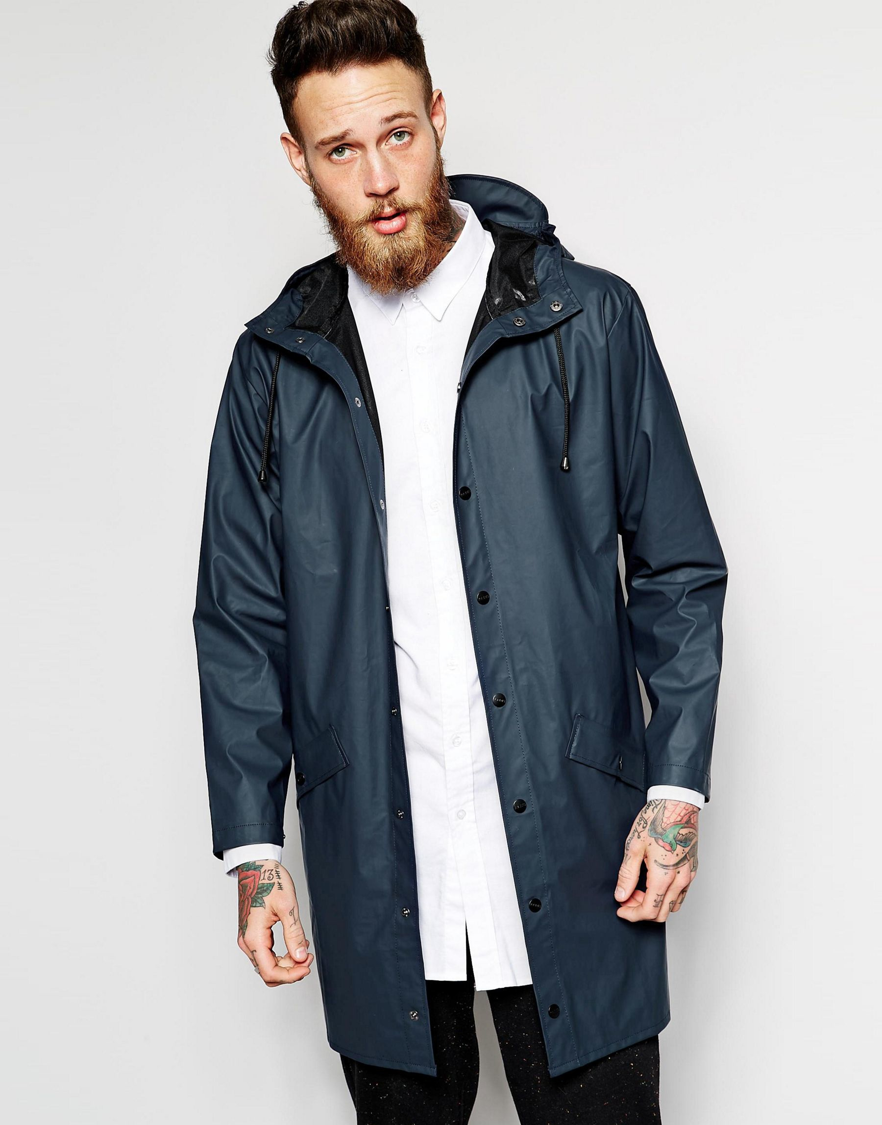 rains long jacket navy
