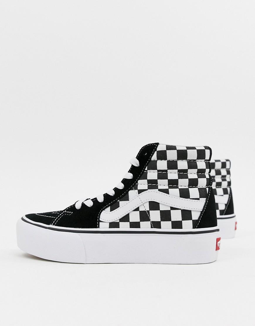 Vans Sk8-hi - Zwarte Sneakers Met Dambordprint En Plateauzool in het Zwart  - Lyst