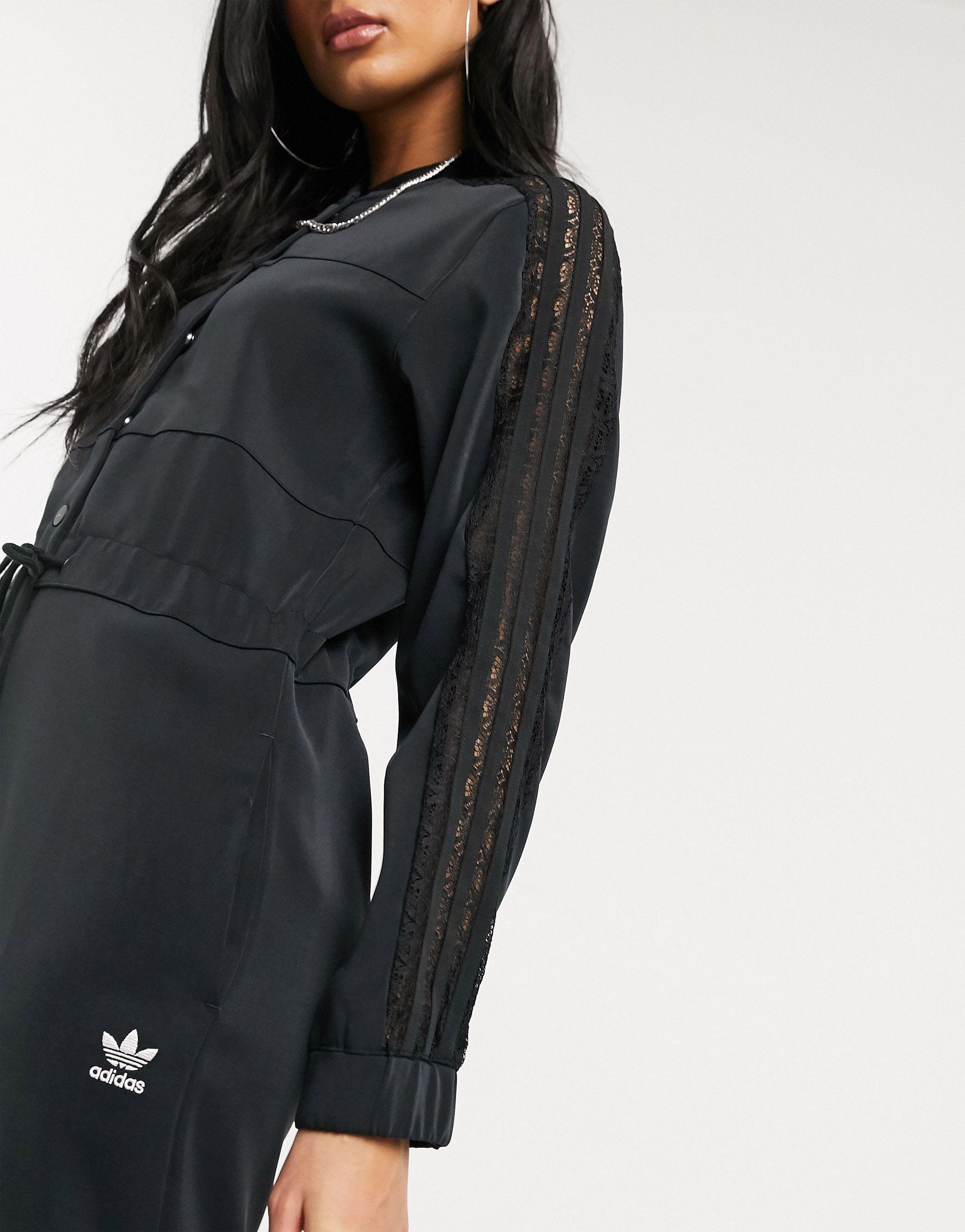 adidas Originals Bellista Lace Insert Jumpsuit in Black | Lyst